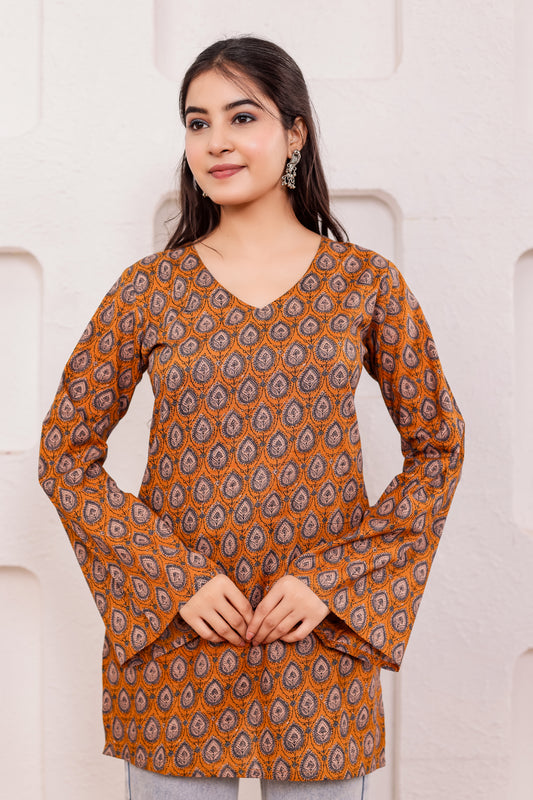 Yana Rust Blockprint Kurti