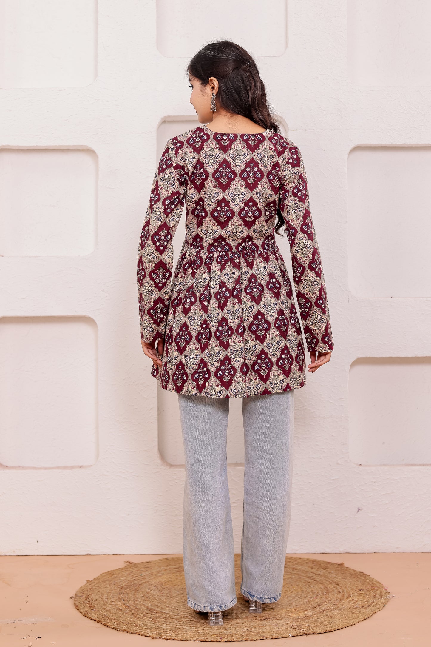 Myra Maroon Empire Kurti