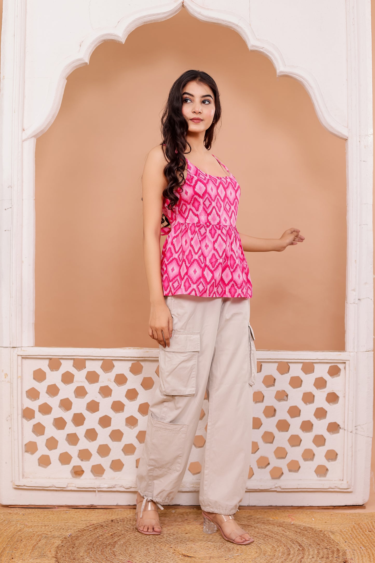 Kiyana – Pink Ikat Cotton Top
