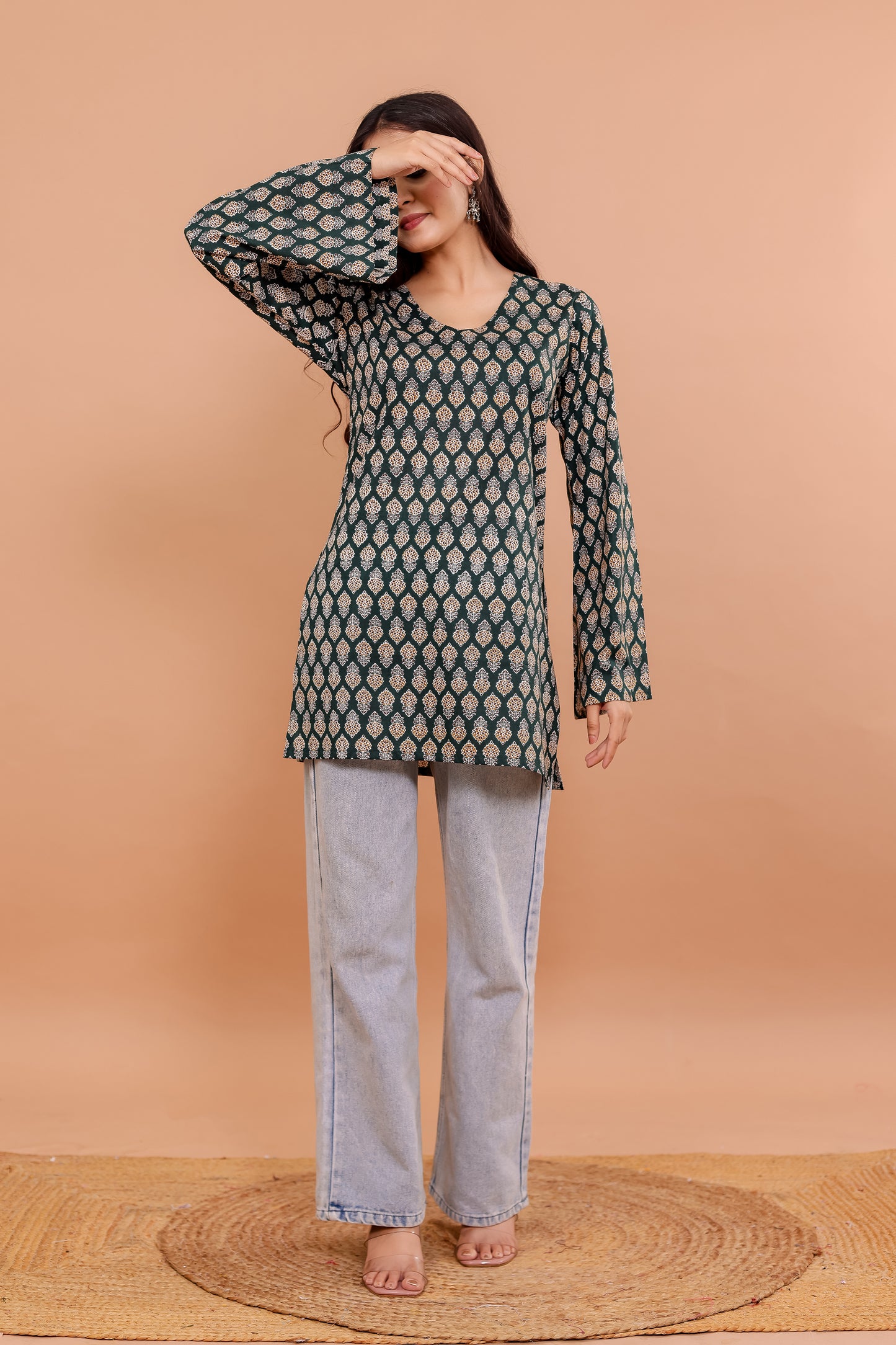 Amaira Green Bell Sleeves Kurti