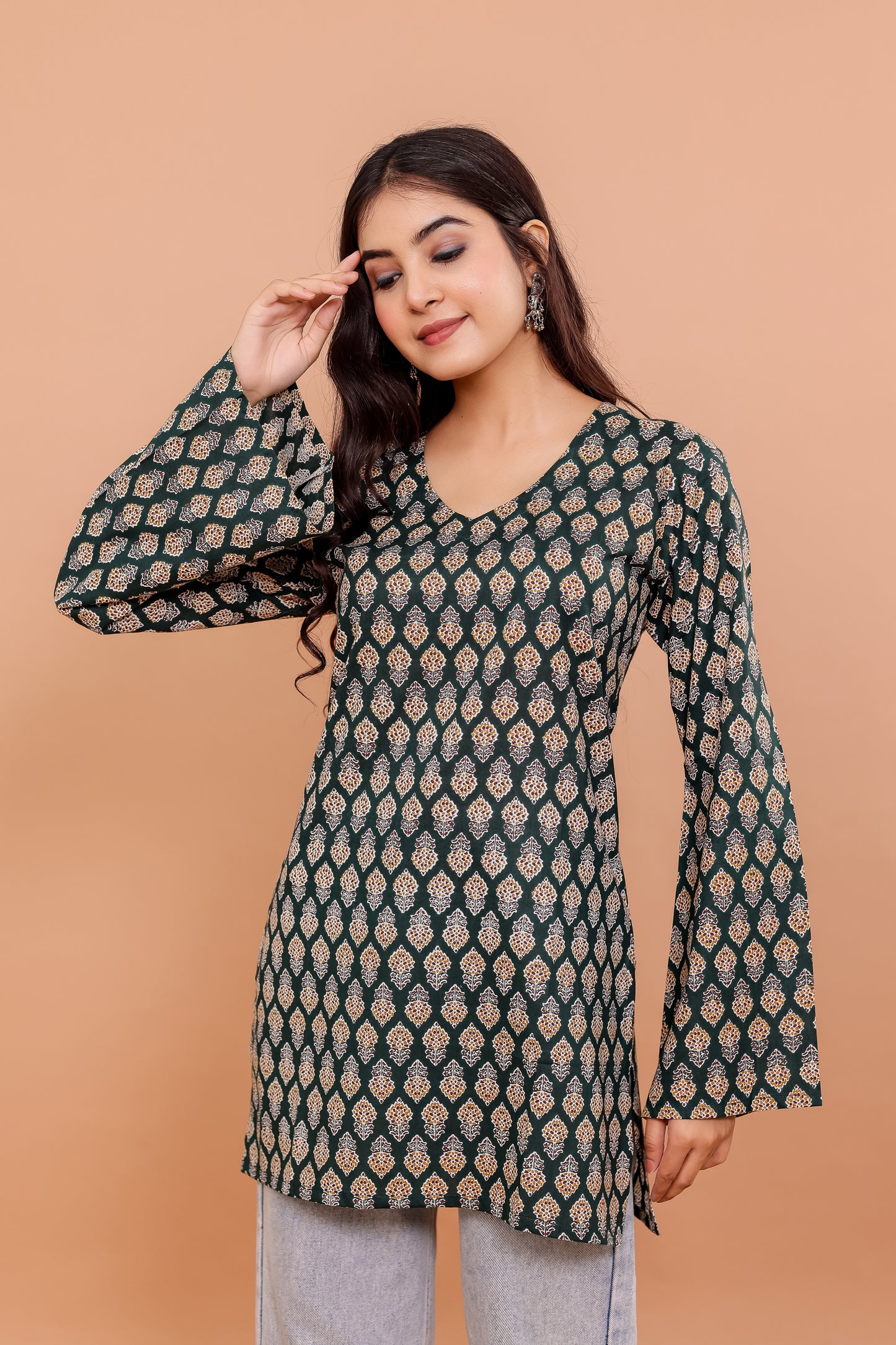 Amaira Green Bell Sleeves Kurti