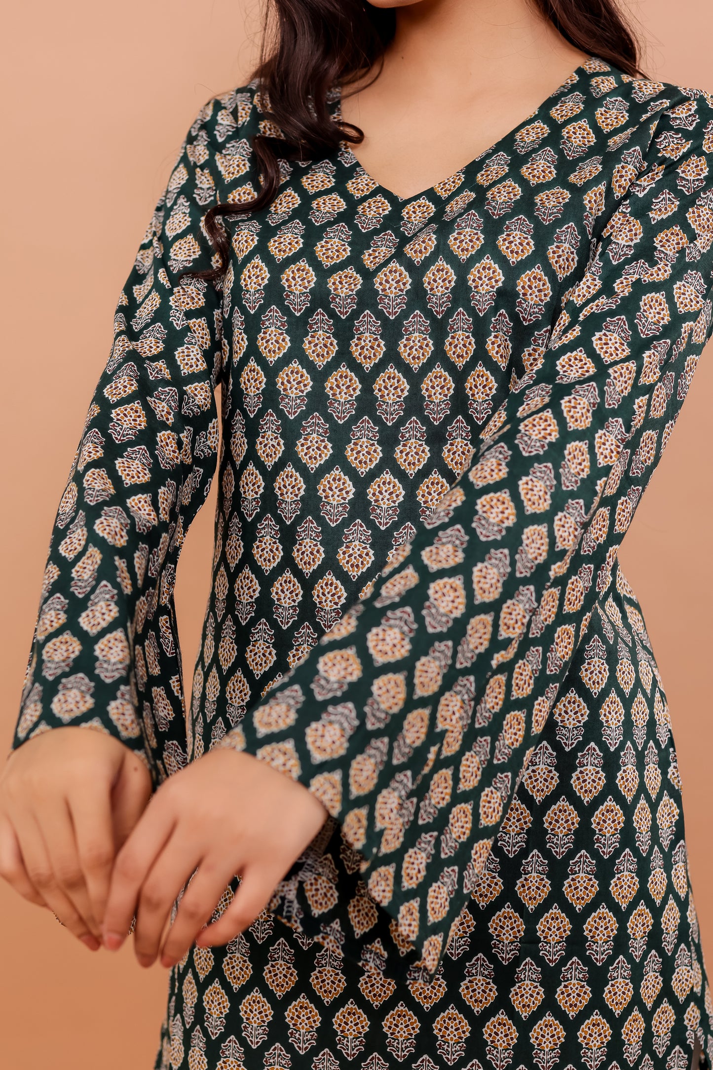 Amaira Green Bell Sleeves Kurti