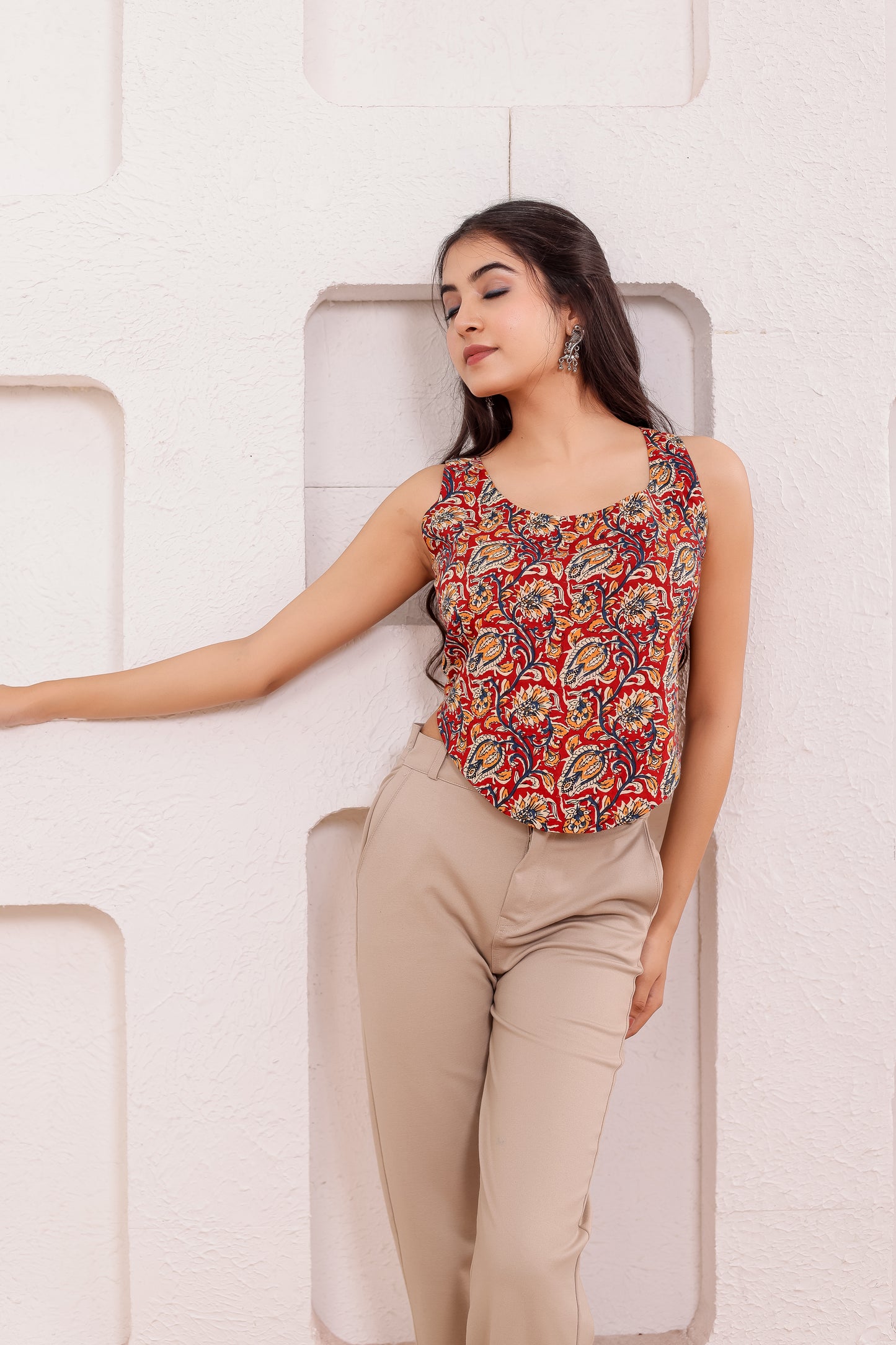 Rhea Red Paisley Top