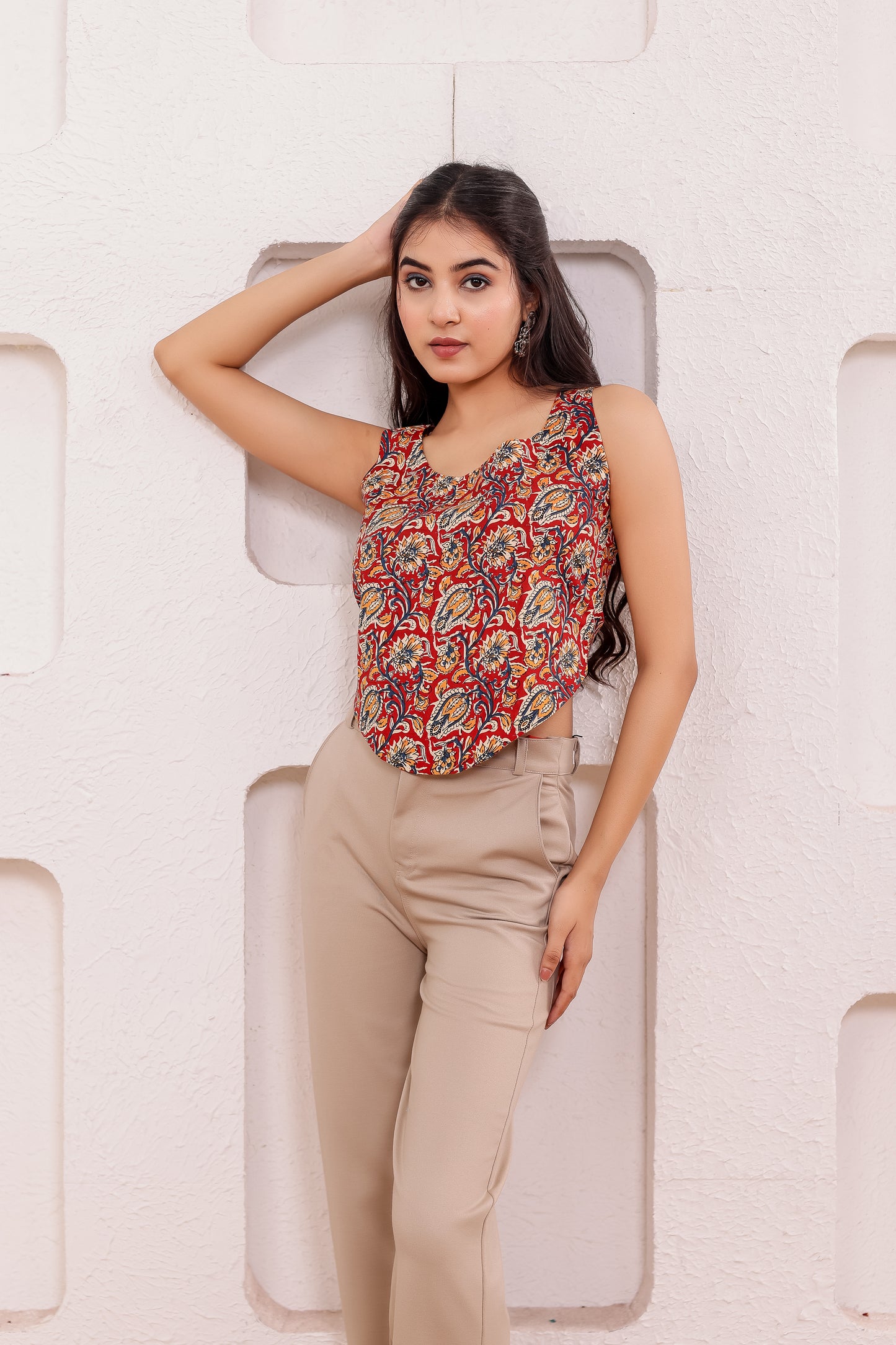 Rhea Red Paisley Top