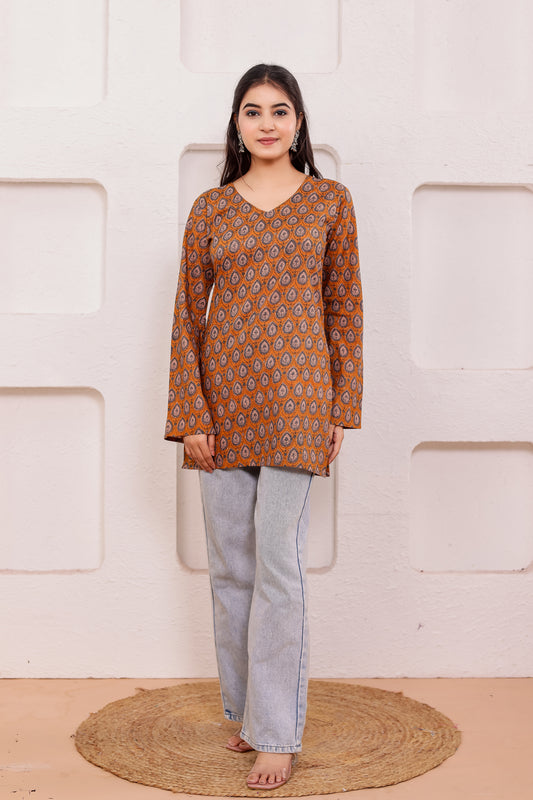 Yana Rust Blockprint Kurti