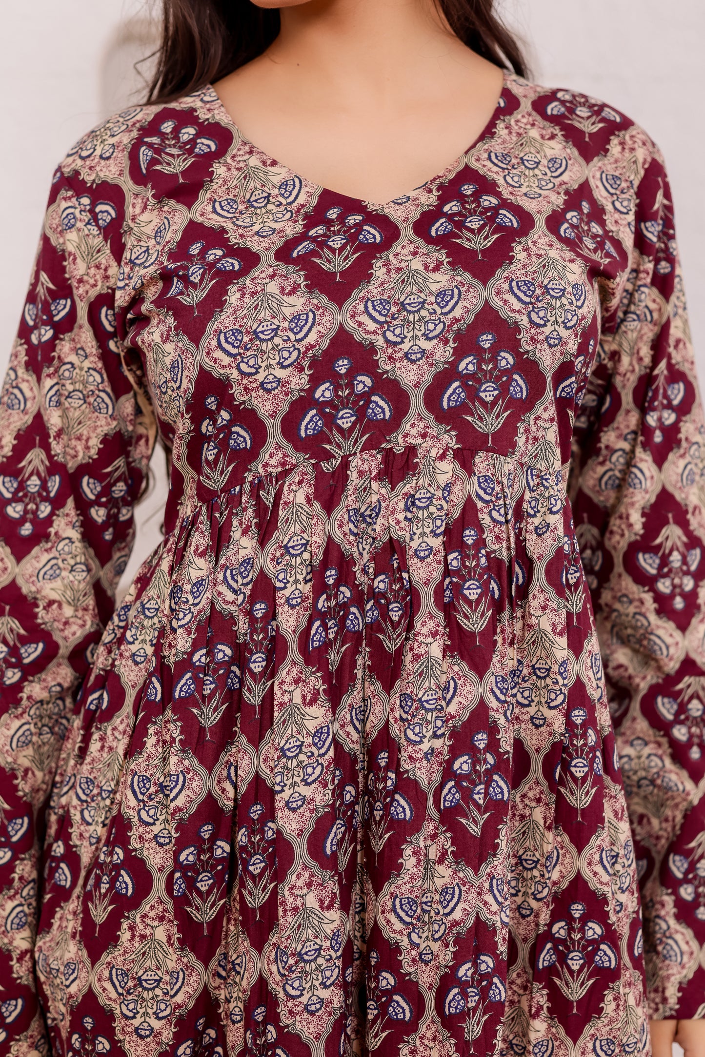 Myra Maroon Empire Kurti